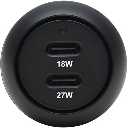 Tripp Lite USB Car Charger Dual-Port 45W Charging USB C 27W & 18W Black