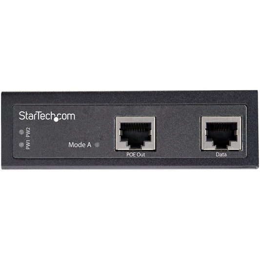 StarTech.com Industrial Gigabit Ethernet PoE Injector 30W 802.3at PoE+ Midspan 48V-56VDC Power Over Ethernet Injector Adapter -40C to +75C