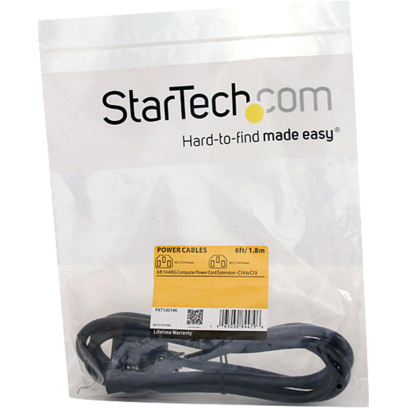StarTech.com 6 ft 14 AWG Computer Power Cord Extension - C14 to C13