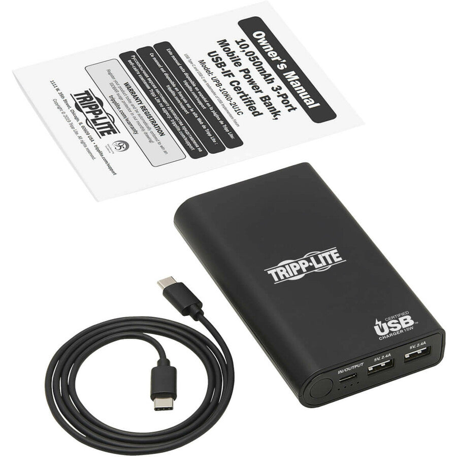 Tripp Lite Portable USB Battery Charger Mobile Power Bank 10,050 mAh USB-IF