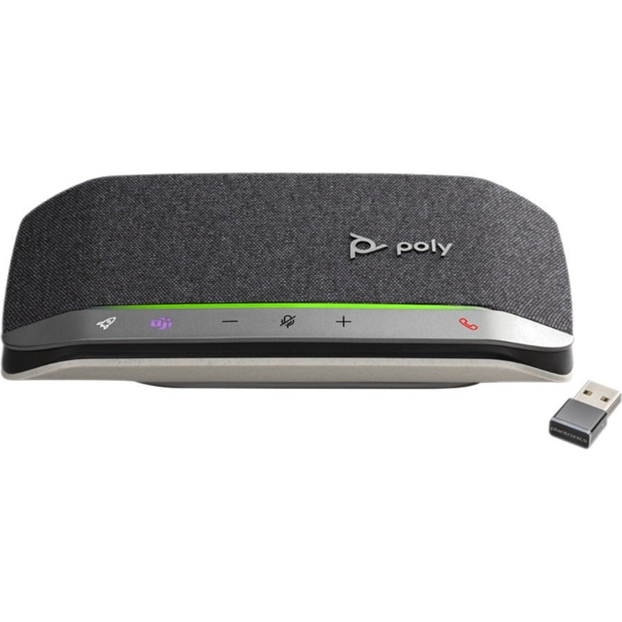 Poly Sync 20 Portable Speakerphone for Microsoft Teams, USB-C, Bluetooth for Smartphone, Microphone, Battery Black, Silver