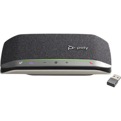 Poly Sync 20 Portable Speakerphone for Microsoft Teams, USB-C, Bluetooth for Smartphone, Microphone, Battery Black, Silver