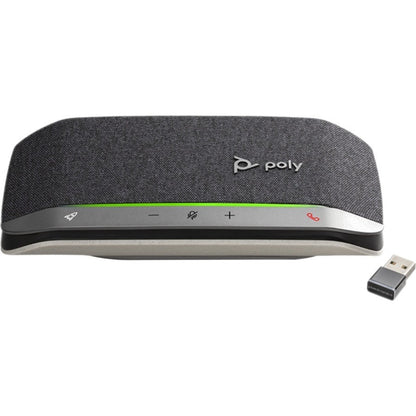 Poly Sync 20 Portable Speakerphone for Microsoft Teams, USB-C, Bluetooth for Smartphone, Microphone, Battery Black, Silver