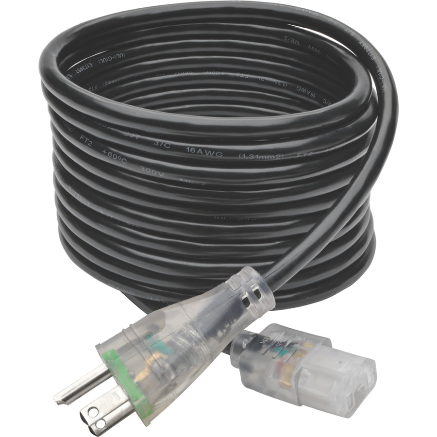 Tripp Lite 15ft Computer Power Cord Hospital Medical Cable 5-15P to C13 Clear 13A 16AWG 15'