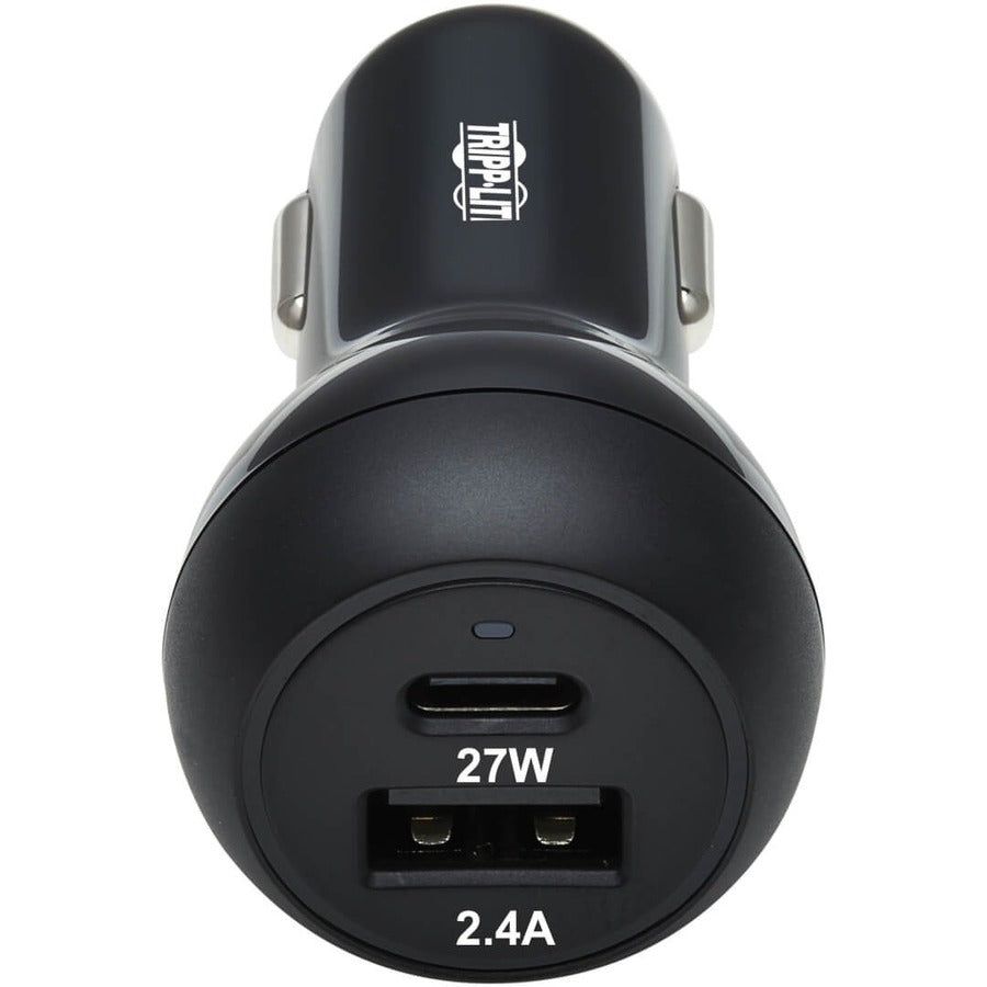 Tripp Lite USB Car Charger Dual-Port 39W Charging USB-C 27W, USB-A 12W