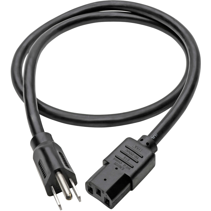 Tripp Lite 3ft Computer Power Cord Cable 5-15P to C13 Heavy Duty 15A 14AWG 3'