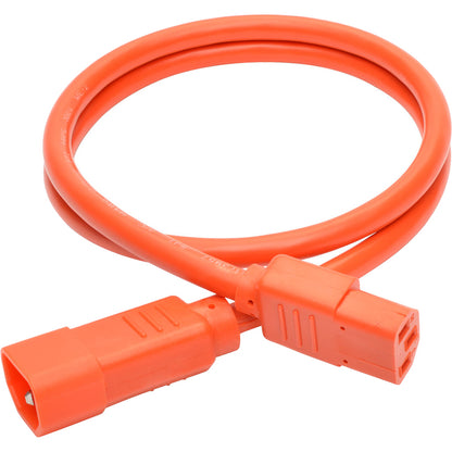 Tripp Lite 3ft Heavy Duty Power Extension Cord 15A 14 AWG C14 C13 Orange 3'