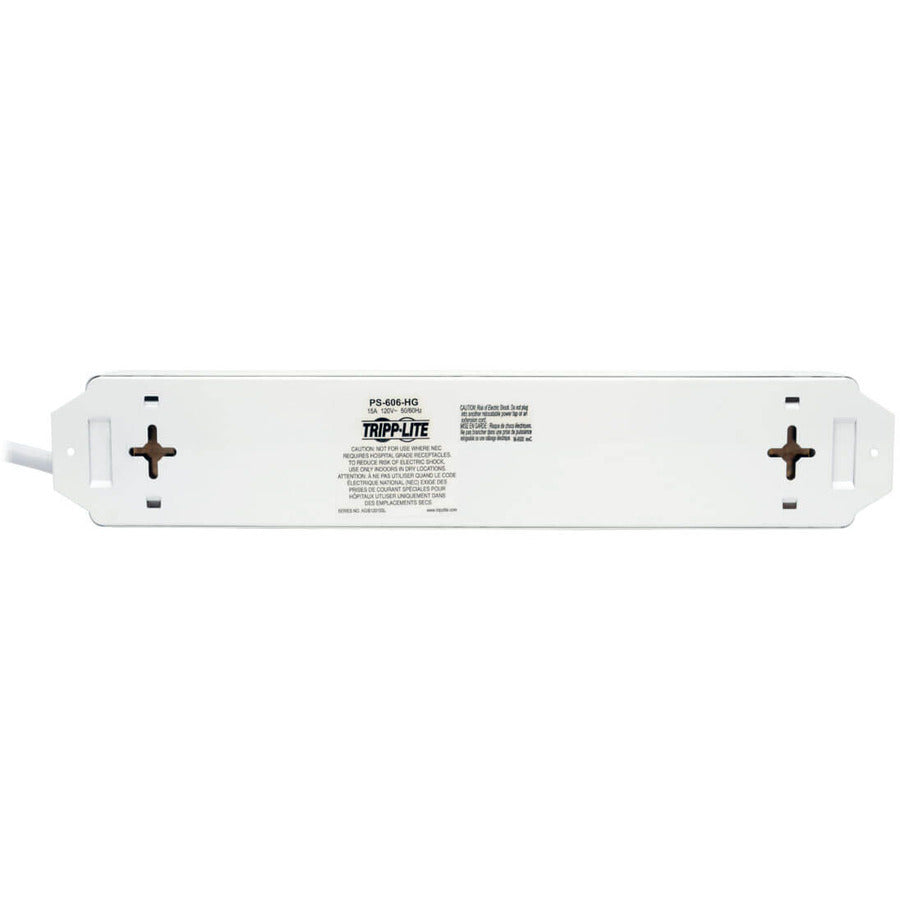 Tripp Lite Safe-IT Power Strip Hospital Medical Antimicrobial 120V 5-15R-HG 6 Outlet 6' Cord Metal