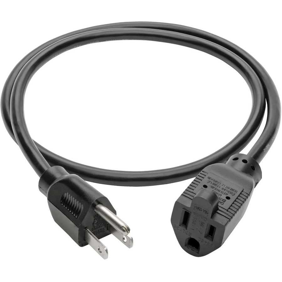 Tripp Lite Power Extension Cord 18 AWG 10A NEMA 5-15R to NEMA 5-15P 3ft 3'