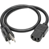 Tripp Lite 2ft Computer Power Cord Cable 5-15P to C13 13A 16AWG 2'