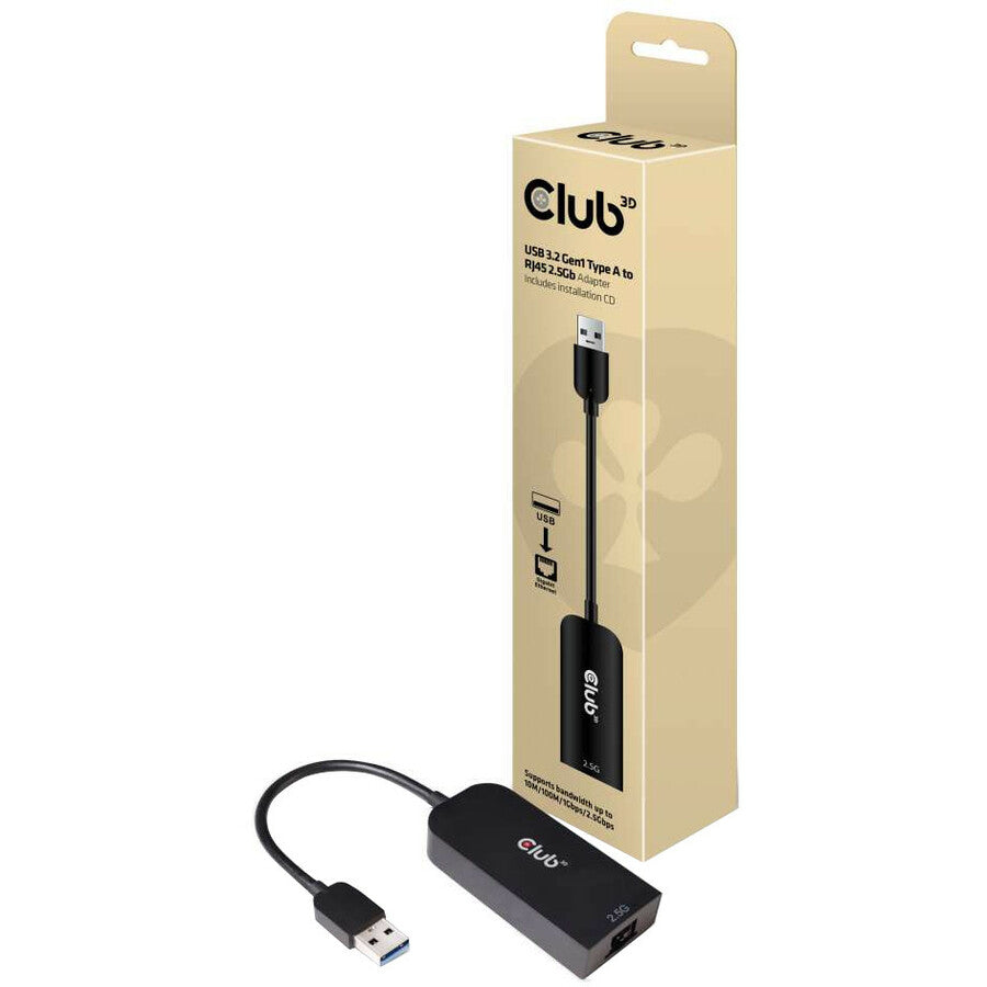 Club 3D USB 3.2 Gen1 Type A To RJ45 2.5Gb Adapter