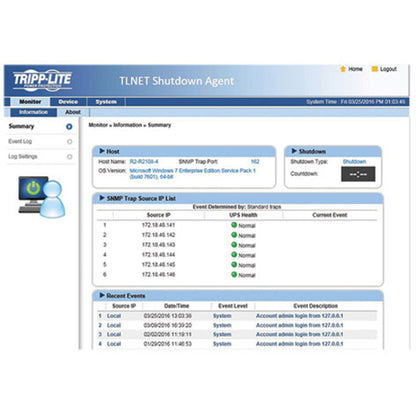 Tripp Lite UPS Web Management Accessory Card SNMP Remote Monitoring