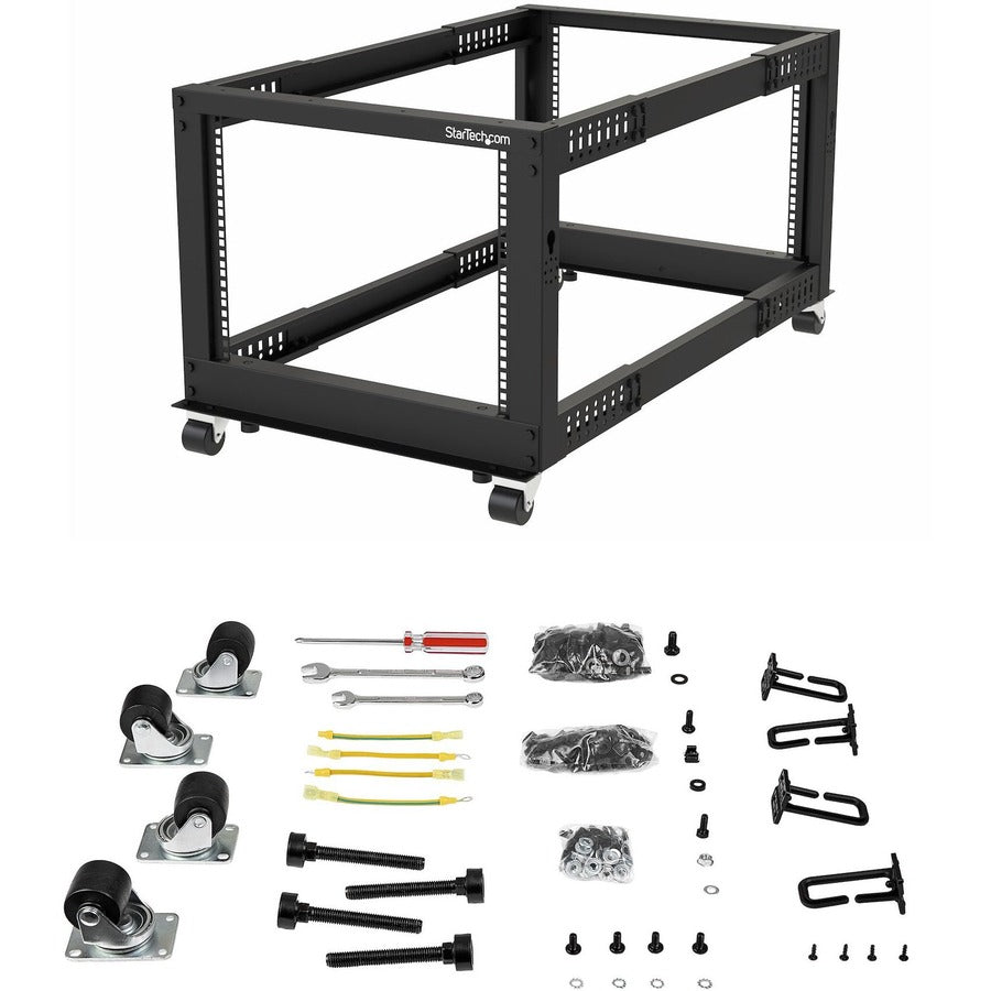 StarTech.com 8U 19" Open Frame Server Rack - Compact, 4 Post, Adjustable Depth (22 to 40") - Mobile Network Rack - HP ProLiant ThinkServer