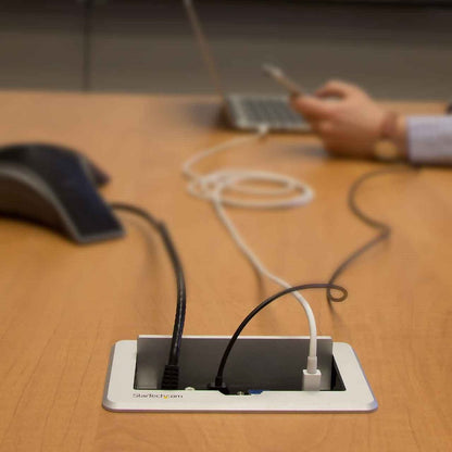 Star Tech.com Conference Table Connectivity Box - HDMI / VGA / Mini DisplayPort to HDMI Output with Fast Charge USB Port
