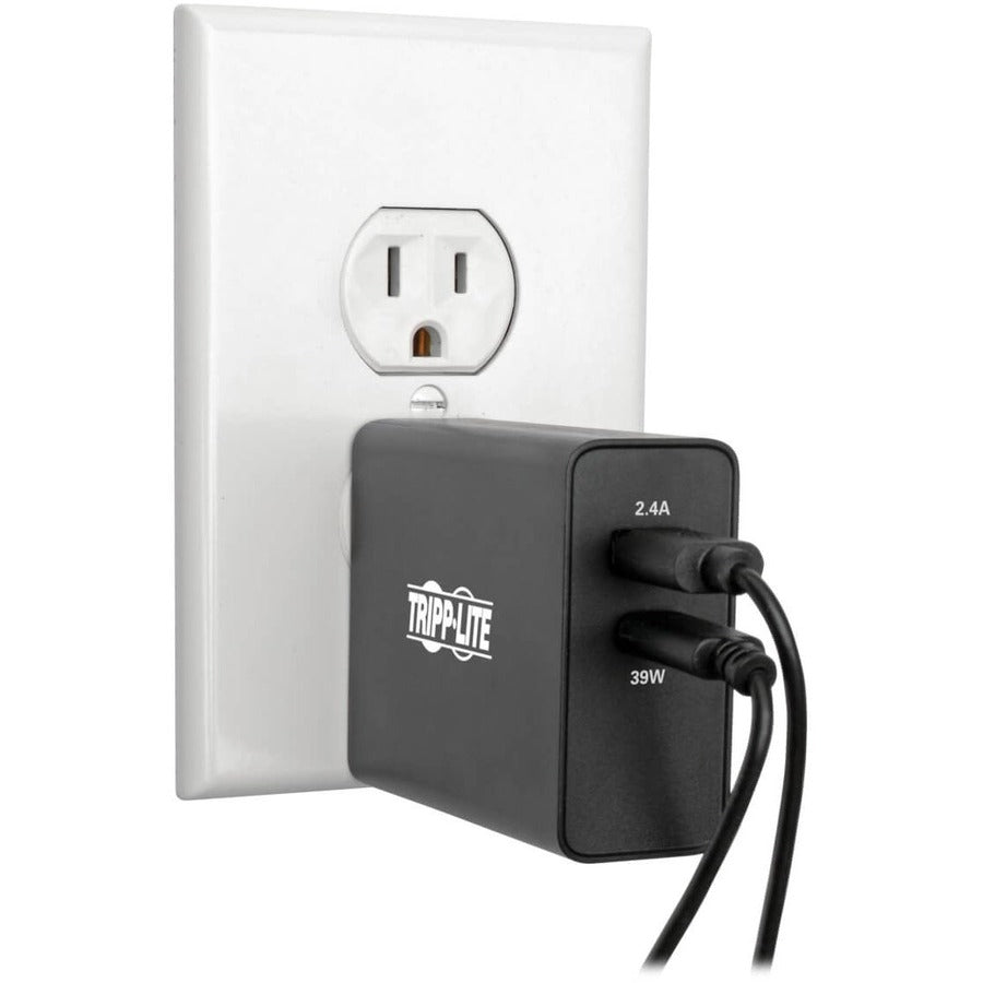 Tripp Lite USB Wall Charger Dual Port USB Type C USB C & USB Type A w PD Charging