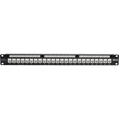 Tripp Lite 24-Port Cat6a Feedthrough Patch Panel w/ Down-Angled Ports 1URM