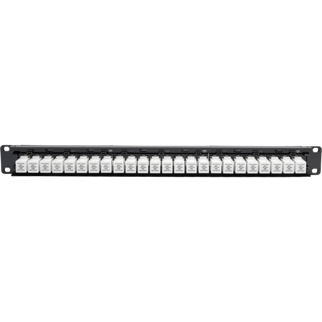 Tripp Lite 24-Port Cat6a Feedthrough Patch Panel w/ Down-Angled Ports 1URM