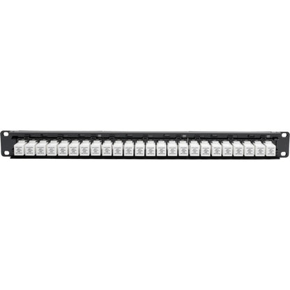 Tripp Lite 24-Port Cat6a Feedthrough Patch Panel w/ Down-Angled Ports 1URM