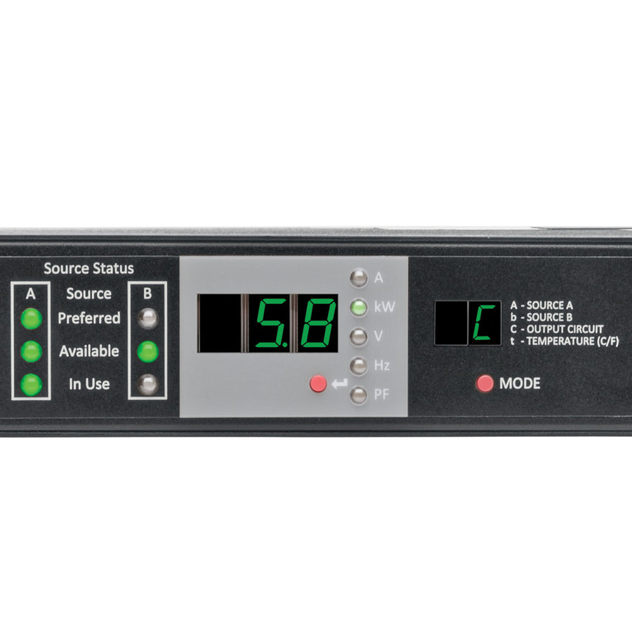 Tripp Lite PDU Monitored Horizontal 5.8kw 208/240V L6-30R 2 L6-30P ATS 1URM