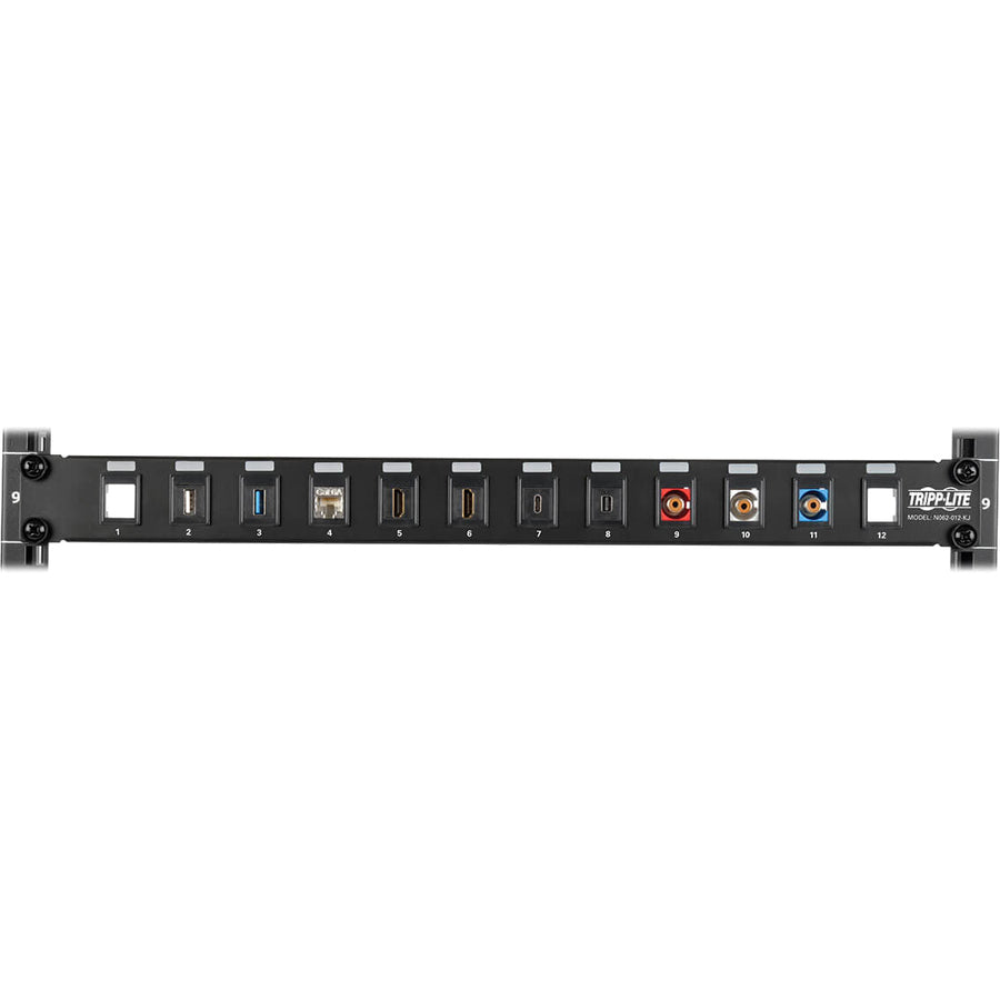 Tripp Lite 12-Port Keystone Blank Patch Panel RJ45 USB HDMI Cat5/Cat6 1URM