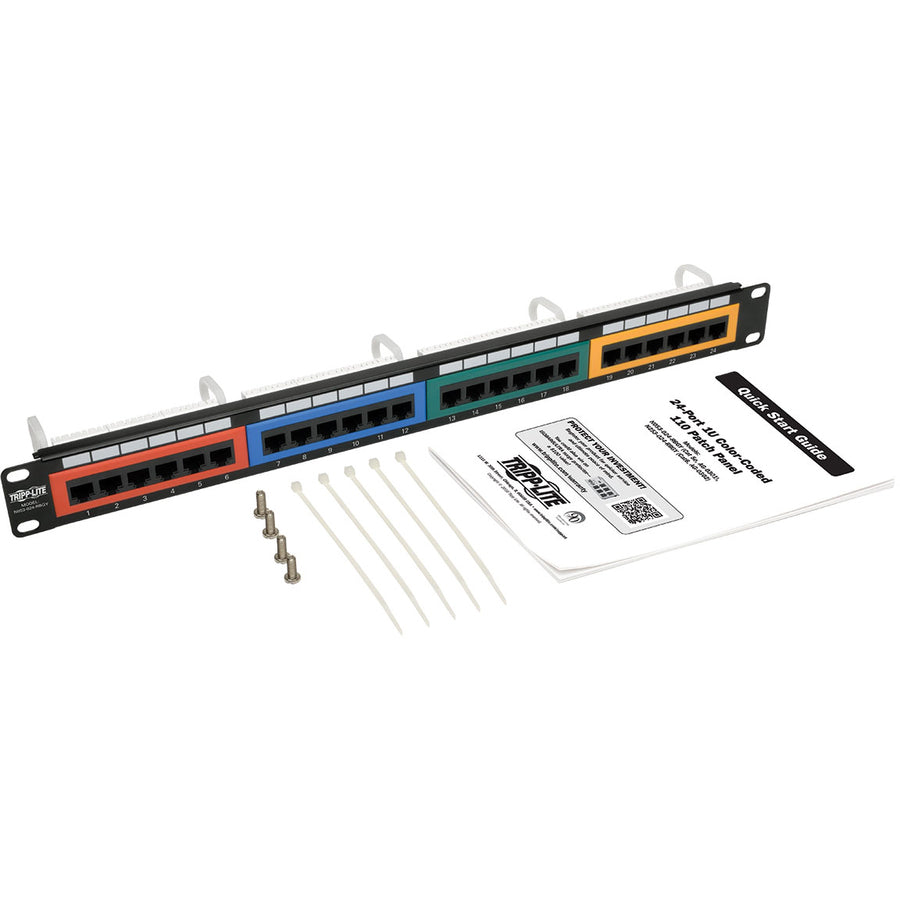 Tripp Lite 24-Port Cat5/Cat5e Patch Panel Color-Coded 110 RJ45 Ethernet 568B