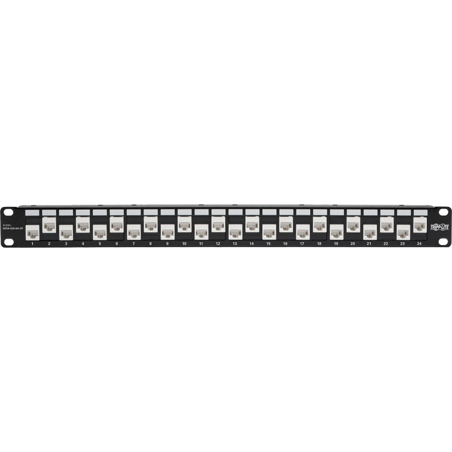 Tripp Lite 24-Port Cat6a Cat6 Cat5e Feed-Through Patch Panel Offset RJ45 1U