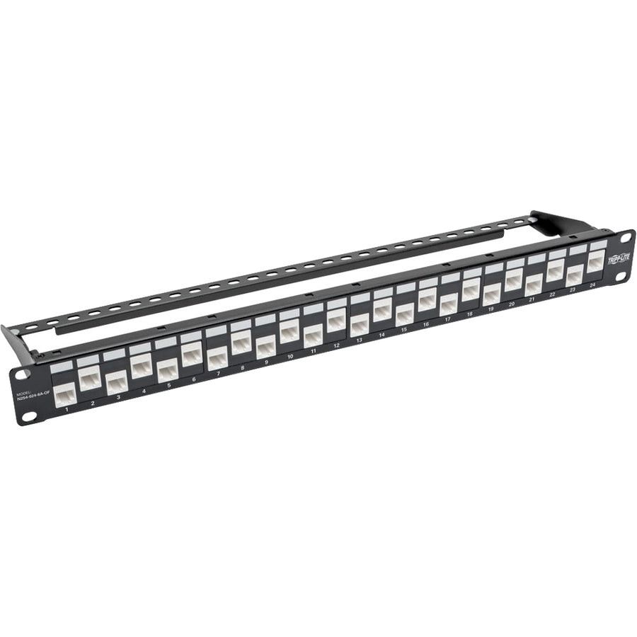 Tripp Lite 24-Port Cat6a Cat6 Cat5e Feed-Through Patch Panel Offset RJ45 1U