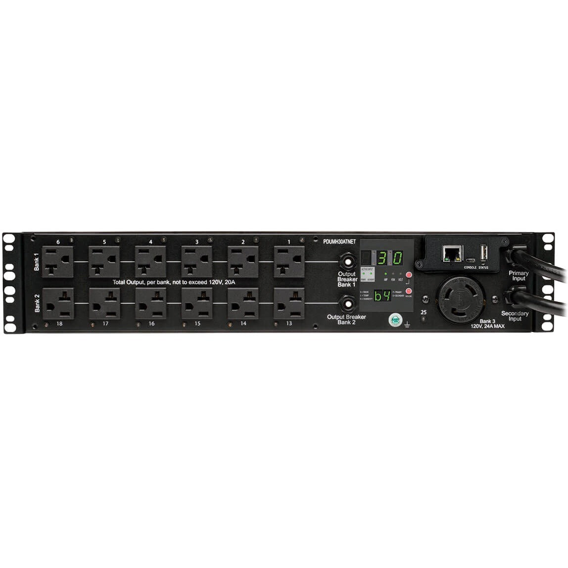 Tripp Lite PDU Switched ATS 120V 30A 24 5-15/20R; 1 L5-30R 2URM TAA