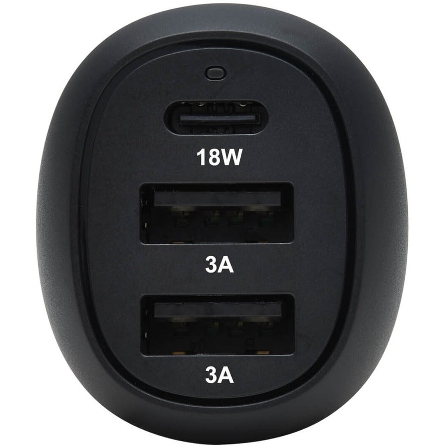 Tripp Lite USB Car Charger 3-Port 36W Max Charging USB C, 2 USB-A Black
