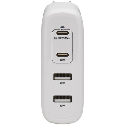Tripp Lite USB C Wall Charger 4Port Compact Gan Technology 100W PD3.0 White
