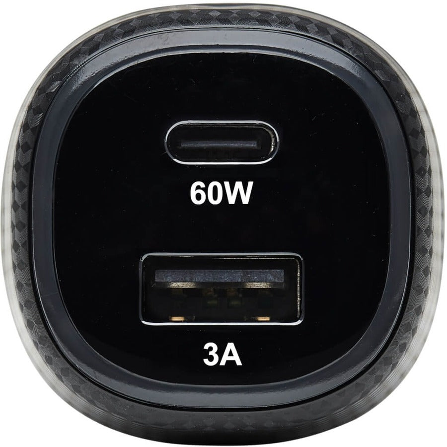 Tripp Lite USB Car Charger Dual-Port 63W Max Charging USB C USB-A Black