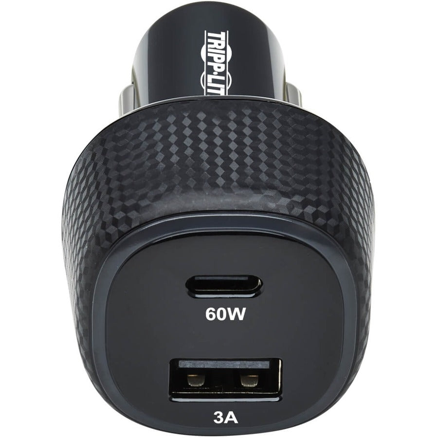 Tripp Lite USB Car Charger Dual-Port 63W Max Charging USB C USB-A Black