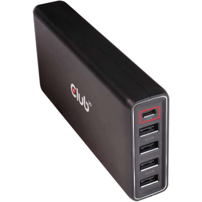 Club 3D USB Type A and C Power Charger, 5 ports up to 111W