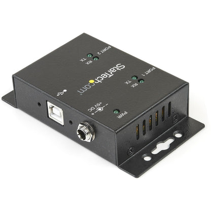 StarTech.com USB to Serial Adapter - 2 Port - Wall Mount - Din Rail Clips - Industrial - COM Port Retention - FTDI - DB9