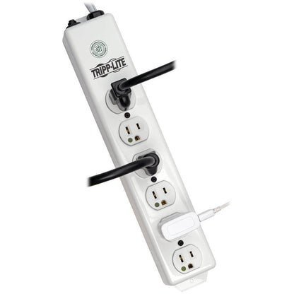 Tripp Lite Safe-IT Power Strip Hospital Medical Antimicrobial 120V 5-15R-HG 6 Outlet 15' Cord Metal