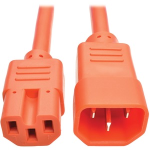 Tripp Lite 2ft Heavy Duty Power Extension Cord 15A 14 AWG C14 C15 Orange 2'