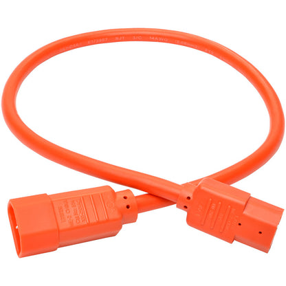 Tripp Lite 2ft Heavy Duty Power Extension Cord 15A 14 AWG C14 C15 Orange 2'