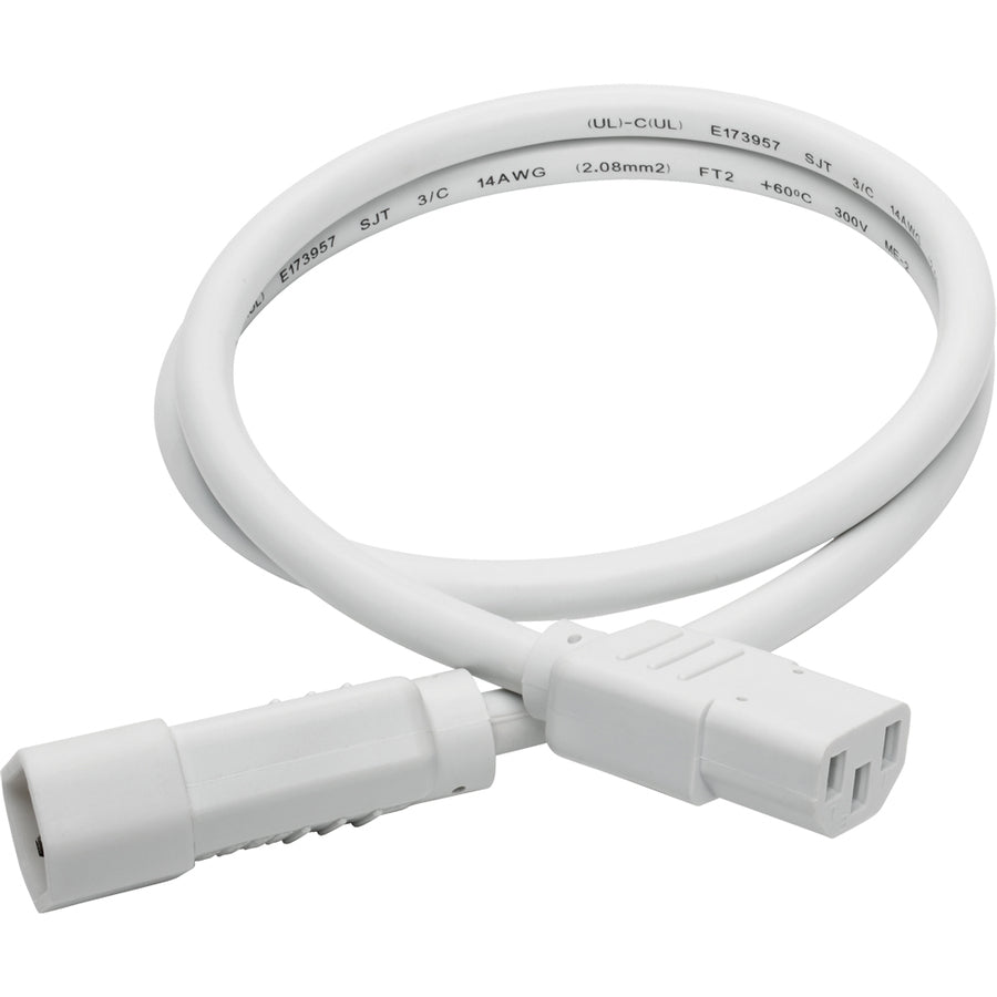 Tripp Lite 3ft Heavy Duty Power Extension Cord 15A 14 AWG C14 C13 White 3'