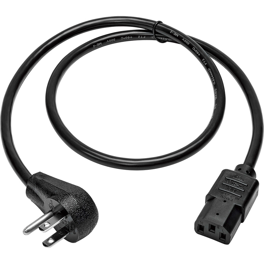 Tripp Lite Computer Power Cord Right-Angle 5-15P to C13 10A 125V 18AWG 15ft