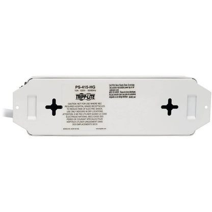 Tripp Lite Safe-IT Power Strip Hospital Medical Antimicrobial 120V 5-15R-HG 4 Outlet 15' Cord Metal
