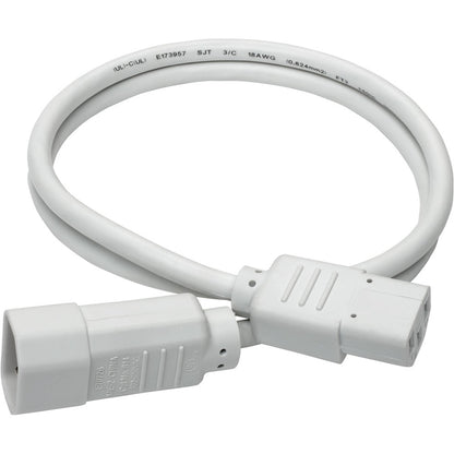 Tripp Lite 3ft Computer Power Extension Cord 10A 18 AWG C14 to C13 White 3'