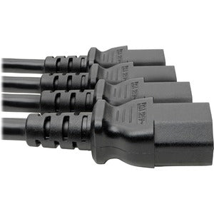 Tripp Lite Y Splitter Computer Power Cord 10A 18AWG C14 to 4xC13 Black 18in