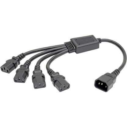 Tripp Lite Y Splitter Computer Power Cord 10A 18AWG C14 to 4xC13 Black 18in