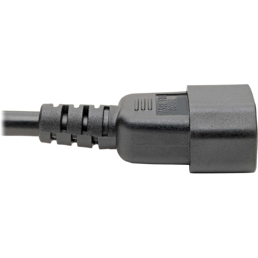 Tripp Lite Y Splitter Computer Power Cord 10A 18AWG C14 to 4xC13 Black 18in