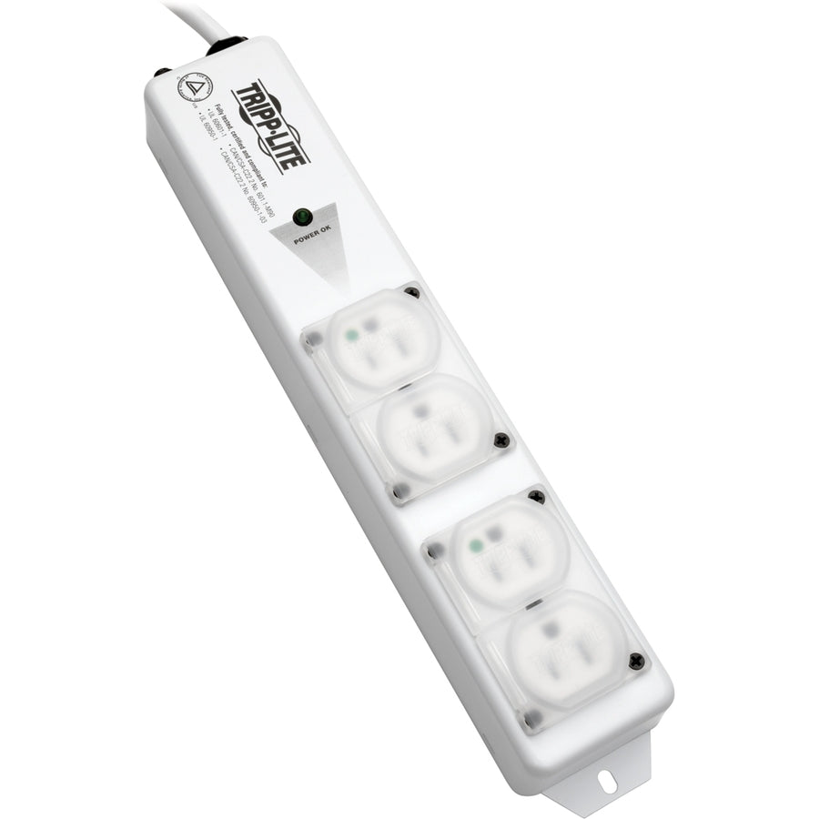 Tripp Lite Safe-IT Power Strip Hospital Medical Antimicrobial 120V 4 Outlet UL60601-1 UL60950-1 Metal