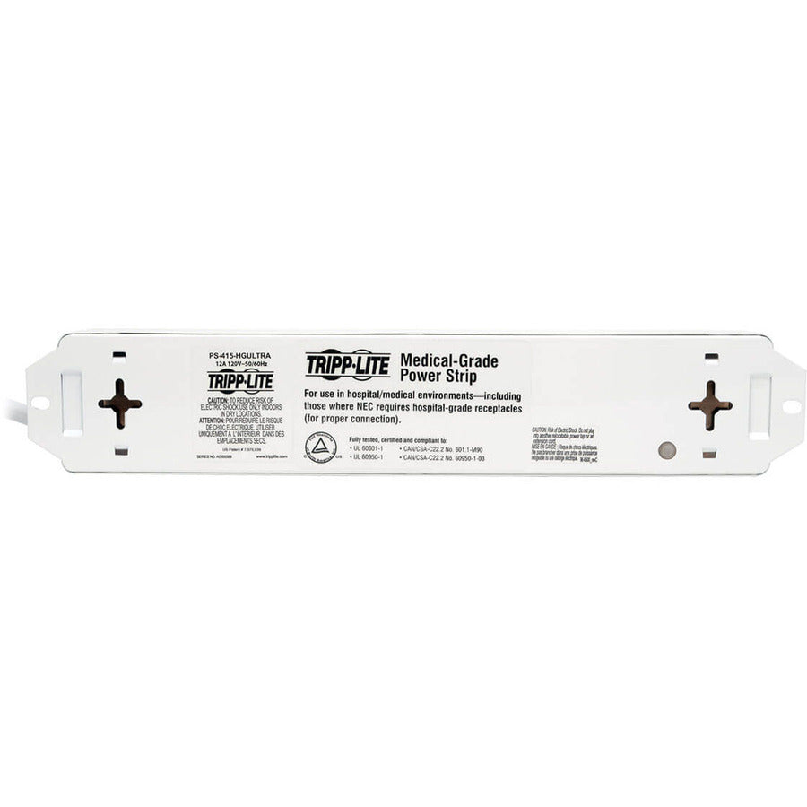 Tripp Lite Safe-IT Power Strip Hospital Medical Antimicrobial 120V 4 Outlet UL60601-1 UL60950-1 Metal