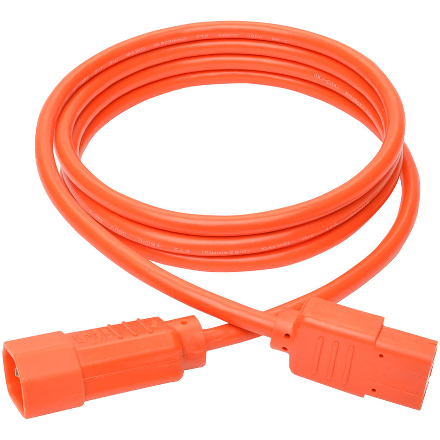 Tripp Lite 6ft Computer Power Extension Cord 10A 18 AWG C14 C13 Orange 6'