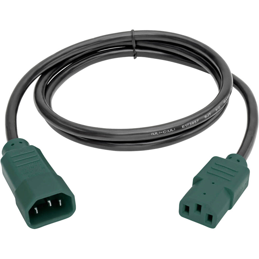 Tripp Lite 4ft Computer Power Cord Extension Cable C14 to C13 Green 10A 18AWG 4'