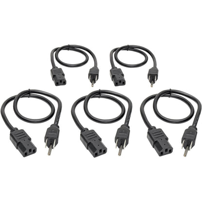 Tripp Lite 2ft Computer Power Cord Cable 5-15P to C13 10A 18AWG 2' 5-pack 5pc