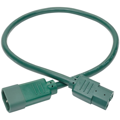 Tripp Lite 2ft Heavy Duty Power Extension Cord 15A 14 AWG C14 C15 Green 2'